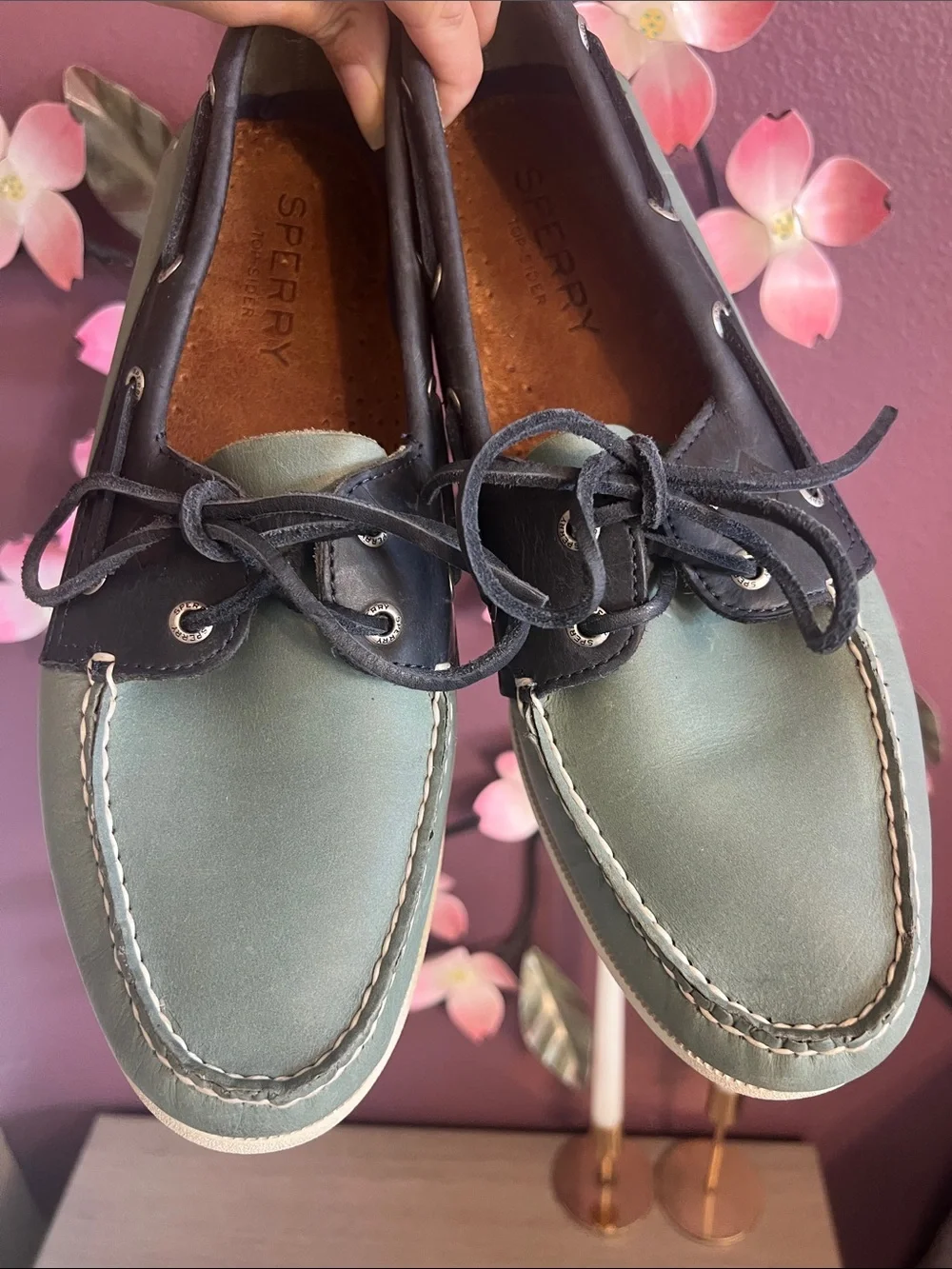 Sperry Two-Tone Teal and Navy Leather Boat Shoes